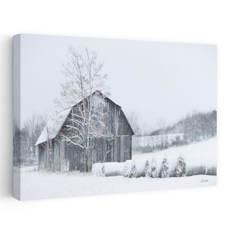 Neige à la campagne, paysage contemporain abstrait, art hivernal, H 36 po x l 24 po