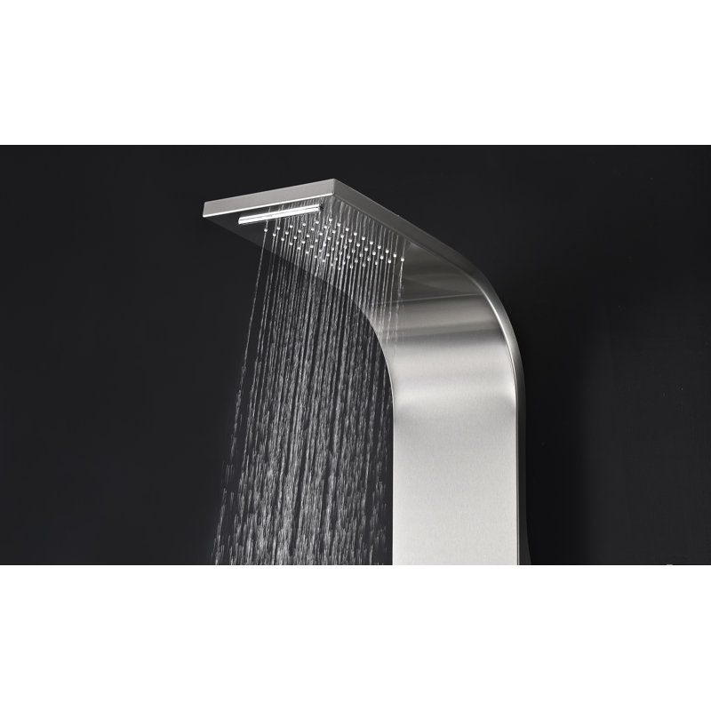 Field Series 58'' Brushed Steel Shower Panel with Body Jets