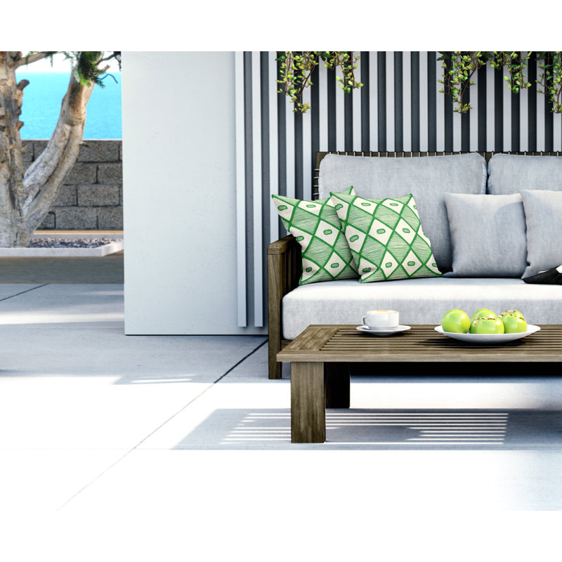 Jeté carré en polyester intérieur / extérieur, L 17 po x H 17 po, Vert