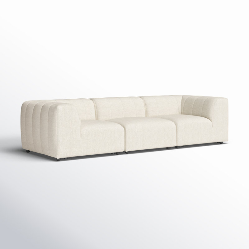 Necci 121 " W Straight Patio Sectional with Cushions, Faye Sand