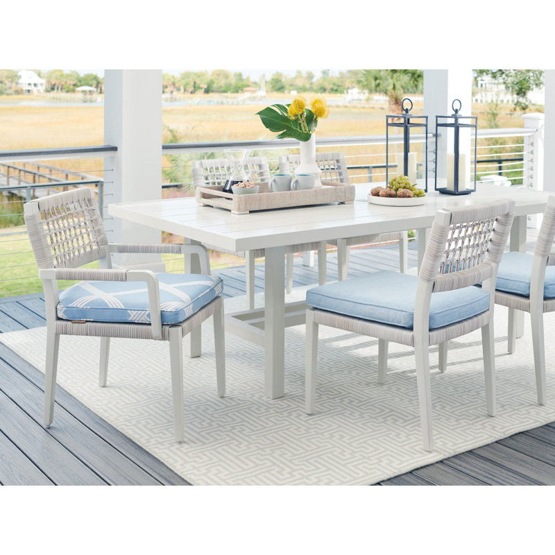 Seabrook Transitional 88" Oyster-White Aluminum Dining Table