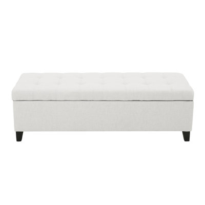 Grey Upholstered End Of Bed Storage Bench, 300Lbs Capacity, Flip - Top For Organizing, Easy Assembly, Rubber Wood Legs, 51.55"L X 19.26"W 18"H Bedroom Bench In Grey, Weight Seat To Assemble,