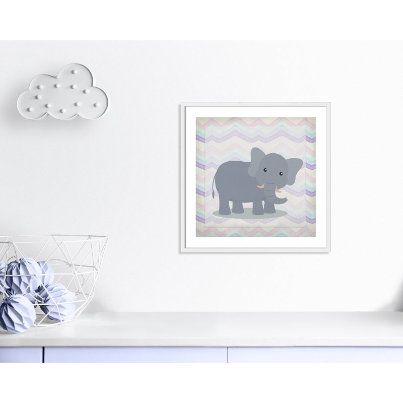 Art de l'éléphant rose, Encadré de boîte blanc, H 26,5 po x l 26,5 po x P 1,18 po