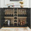 Armoire à boissons évidée cannelée de style Mid-Century, armoire avec porte-verres à vin et support à vin-748231261