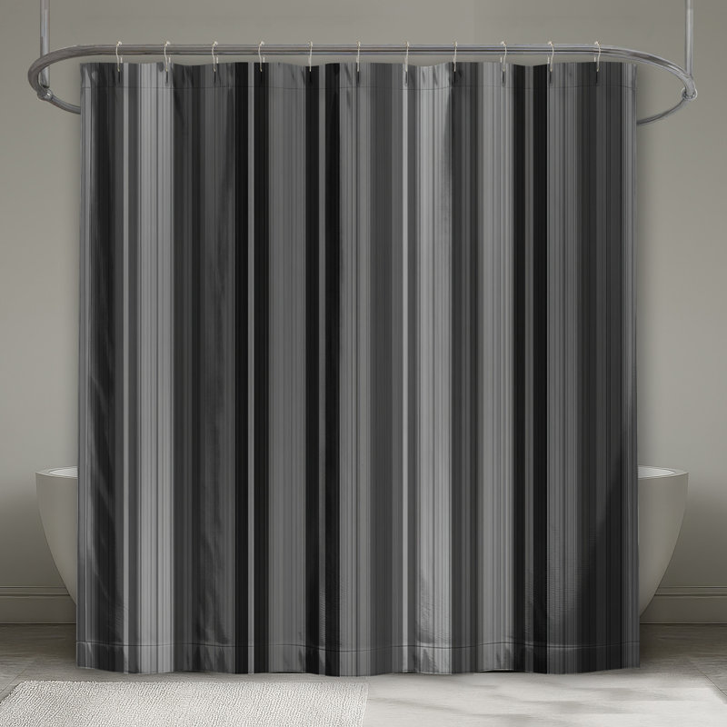 Rideau de douche à rayures - Motif de décor de salle de bain moderne, H 73 po x l 70 po, Gris à rayures