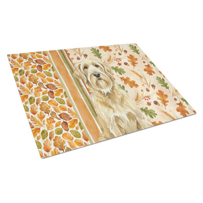 Wheaten and Tan Otterhound Heirloom Fall Glass Cutting Board