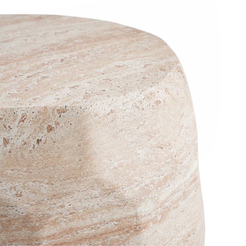 Outdoor/Indoor Lightweight Concrete Side Table/Travertine Finish
