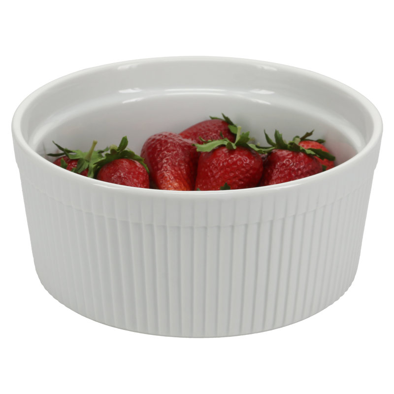 White Glazed Porcelain Round 1.5-Quart Soufflé Dish