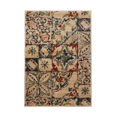 Vanessa 100% Polypropylene Modern Rustic Patchwork Area Rug
