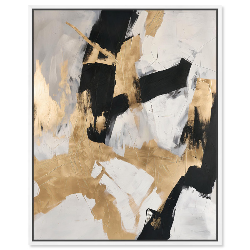 Toile «Cracked Gilt I» par Art Remedy, H 21 po x l 17 po, Cadre flottant, Noir