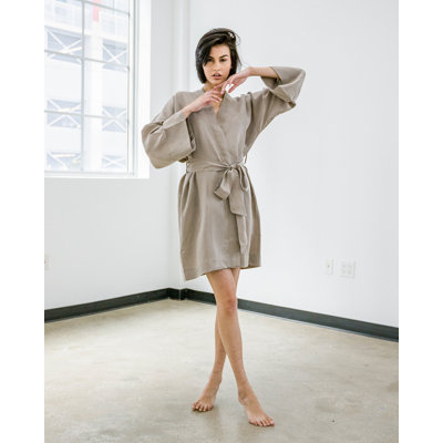 Mini robe kimono pour femmes sable