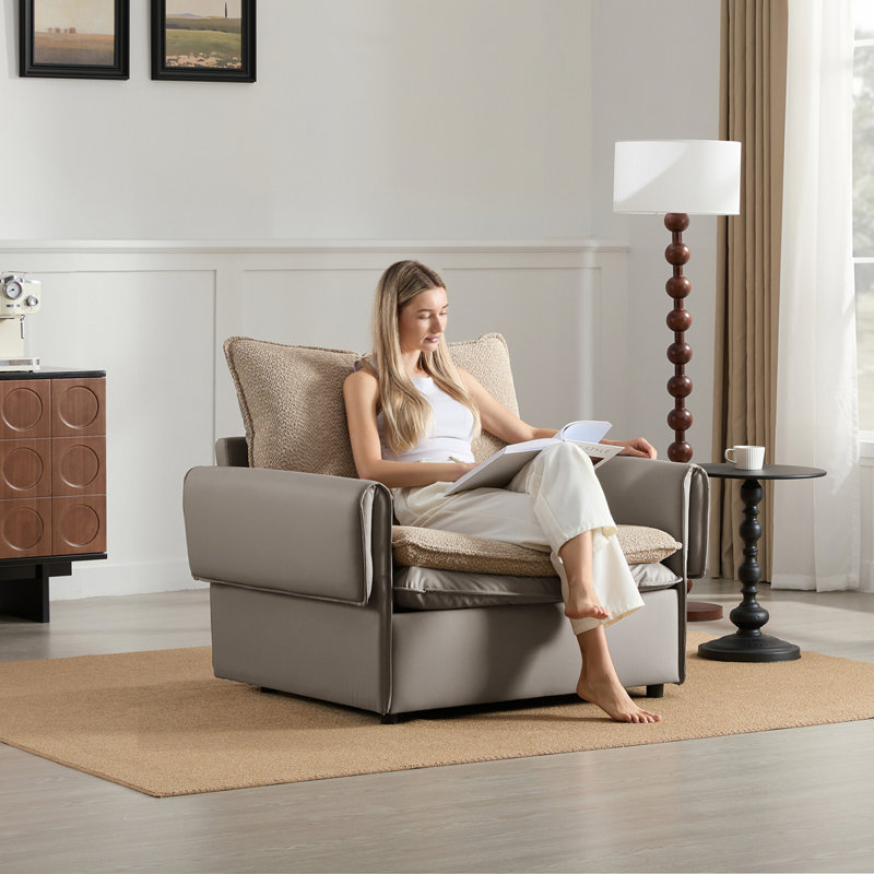 Fauteuil d'appoint de style moderne surdimensionné avec fauteuil et canapé-lit pour salon, chambre à coucher, Gris