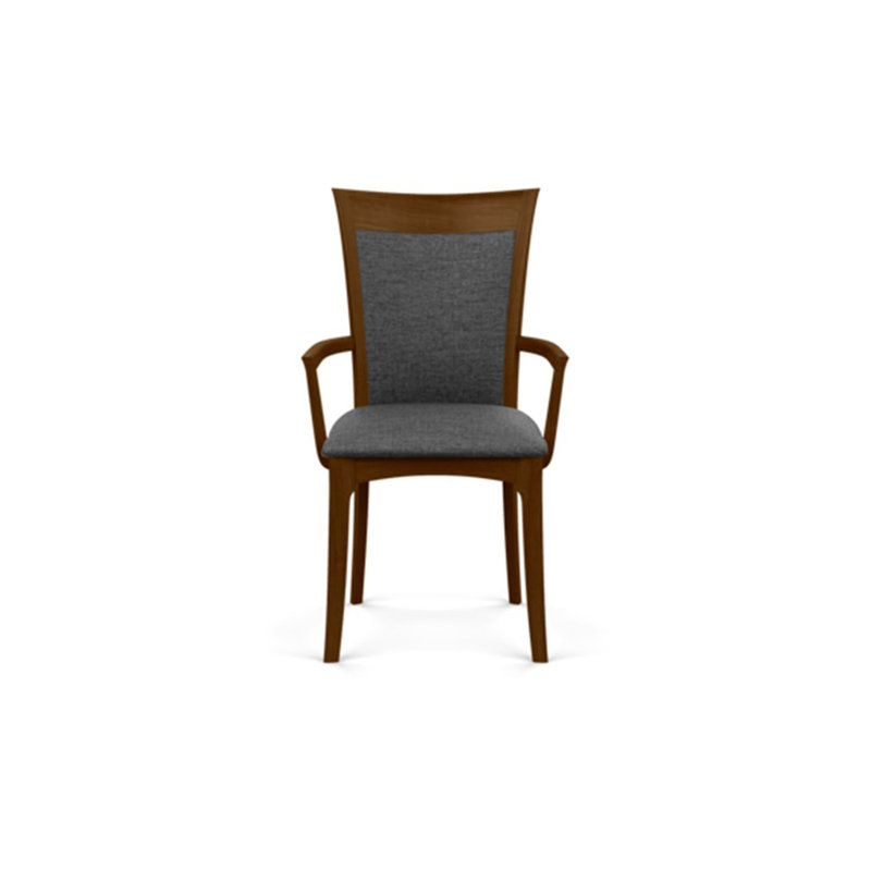 Morgan Upholstered Arm Chair, Natural Walnut, Microseude Onyx