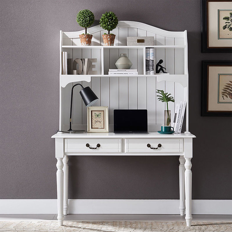 Bureau de direction rectangulaire blanc en bois massif avec tiroirs, 29.92"H*39.37"W*19.69"D, Blanc