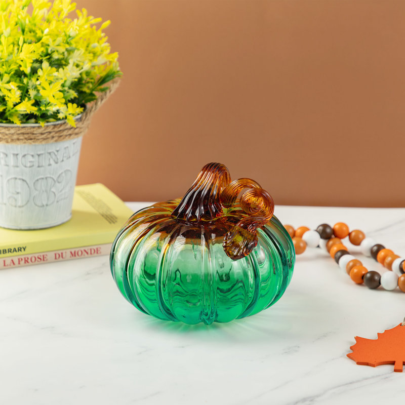 Citrouille en verre turquoise 5,75 po