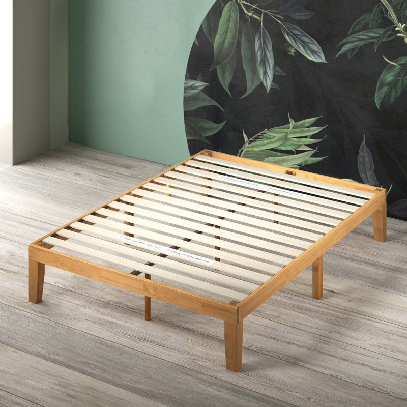 Base de lit plateforme en bois Jowita, Très grand, Brun naturel