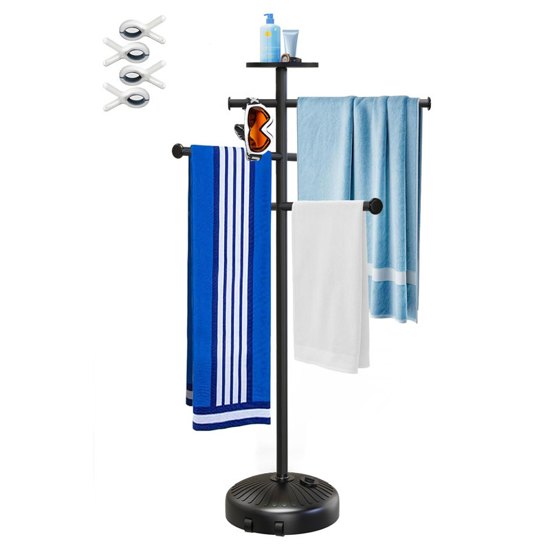 63-inch high pool towel rack with wheels