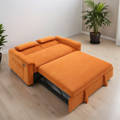 55.02" Pull Out Sofa Bed, 3-in-1 Convertible Sleeper Sofa Bed for Living Room