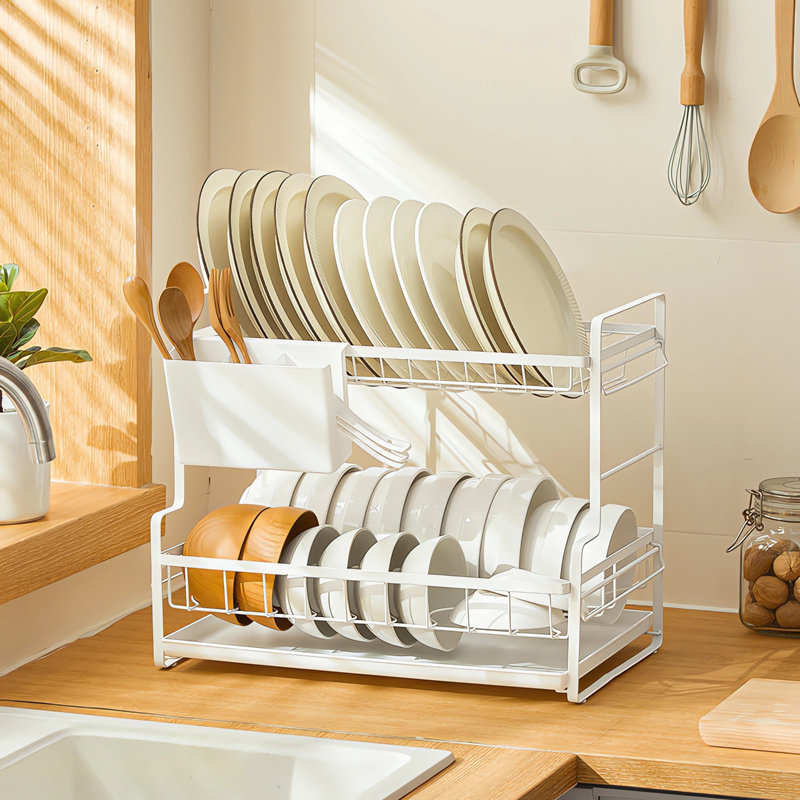 Stainless Steel Two Tier Dish Rack, Black