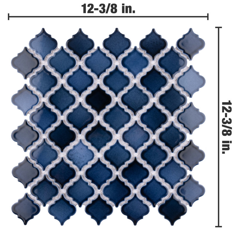 Hudson Tangier 2" x 2" Porcelain Arabesque Mosaic Wall & Floor Tile, Midnight