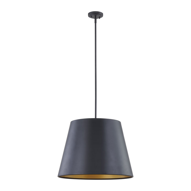 Luminaire suspendu 4 lumières Latitude Mat Edgecliffe noir mat avec abat-jour en aluminium noir Latitude Run®, Noir mat