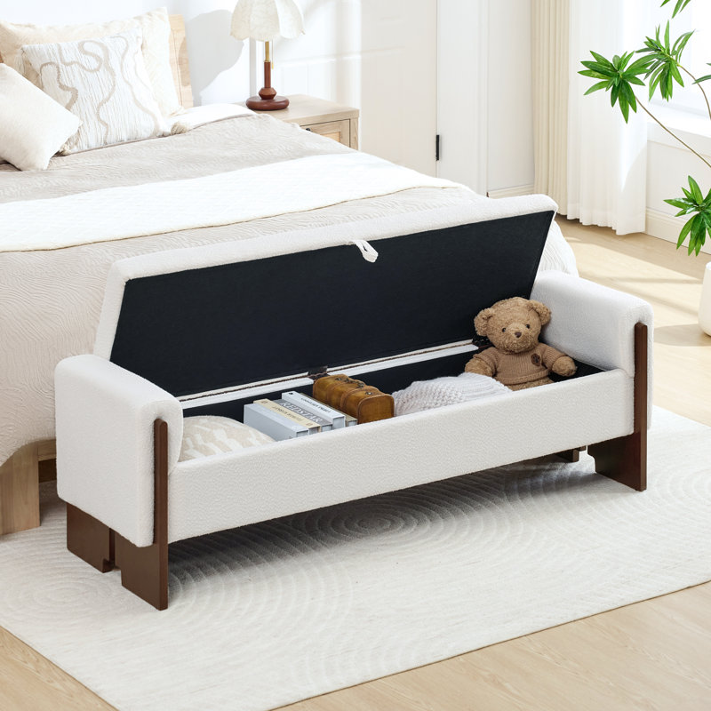 Banc de rangement de chambre à coucher l 64 po Boucle, 64, Noyer blanc