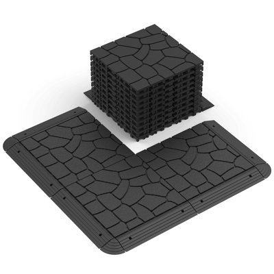 New Stone Texture 12" Patio Deck Tiles, DIY Module Interlocking Decking Tiles Floor Tile,Easy And Quick Installation Court Tiles For Porch Poolside Balcony Backyard 44Pcs