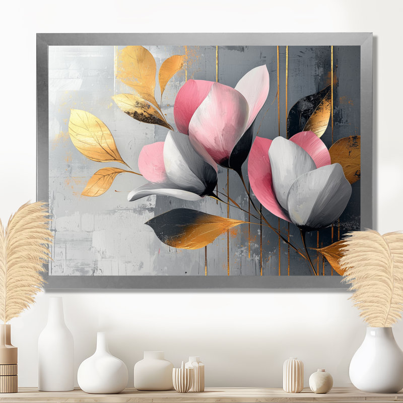 Medders - Floral Large Wall Art, Argent argent, Cadre simple, H 12 po x l 20 po