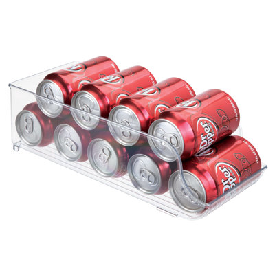 Plastic Refrigerator and Freezer Storage Organizer Bin Soda Can and Drink Holder, BPA-Free, Clear