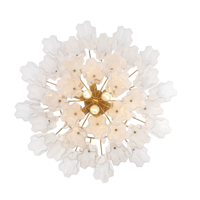Arras 9-Light Chandelier, Aged Brass, Milk White, 14.25" H x 22" W x 22" D