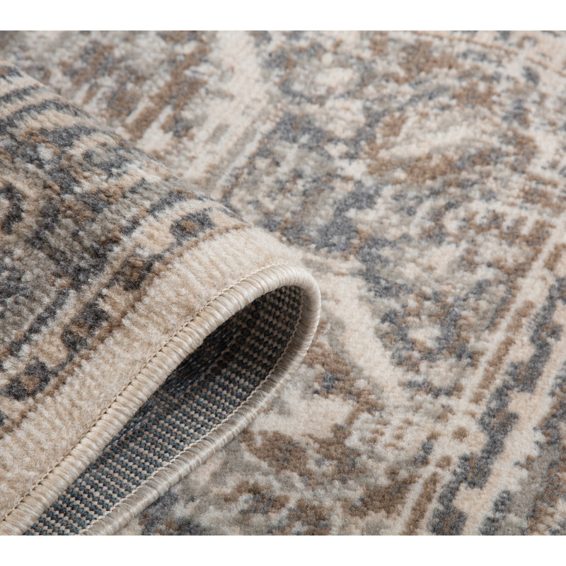 Tapis beige / gris Nimoha, Rectangle 1 pi 10 po x 2 pi 11 po
