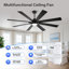 Grand ventilateur de plafond de 72 pouces avec lumière, ventilateur de plafond extérieur avec télécommande, ventilateur de plafond industriel moderne, ventilateur de plafond intérieur réversible à moteur à courant continu pour salon, véranda de patio de chambre à coucher-631261138-631261142-631261137
