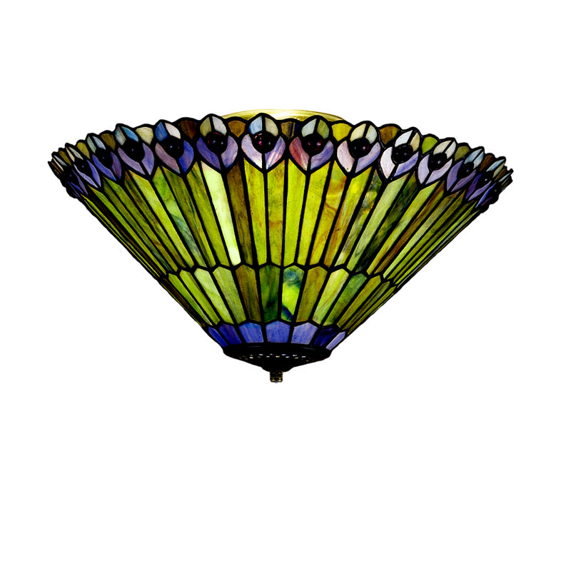 Tiffany Jeweled Peacock 3-Light Bowl Ceiling Fan Light Kit