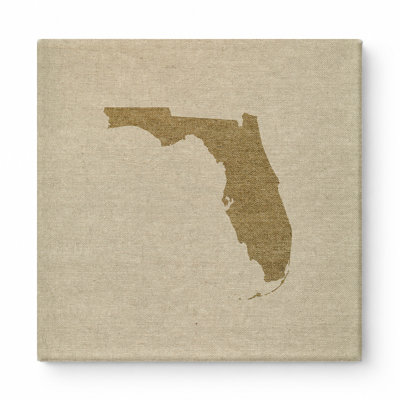 Florida State Silhouette — Square Canvas Wall Art