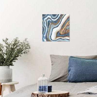 Abstrait, reproduction d'art moderne sur toile bleue moderne et contemporaine