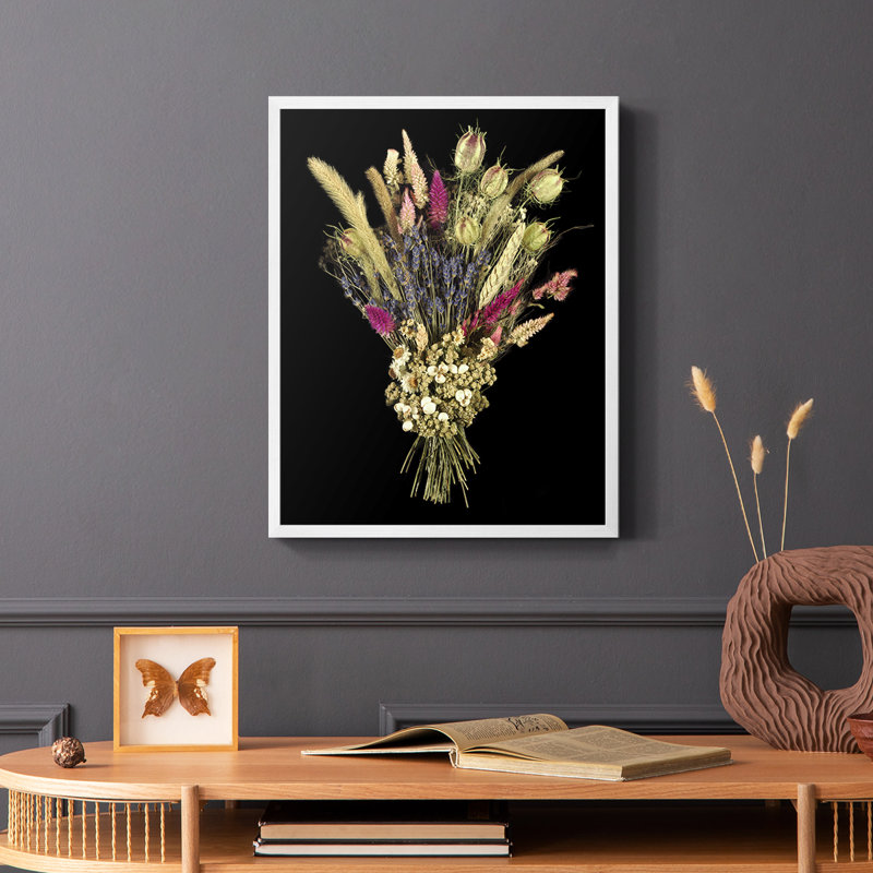 Nosegay VI Framed Print - Solid Wood, White, 28" H x 22" W