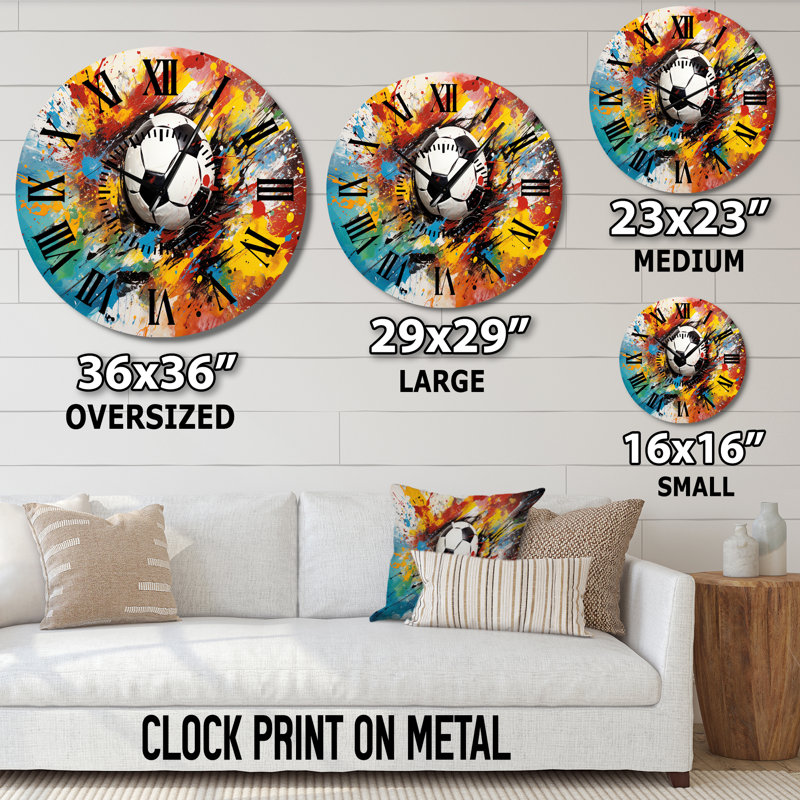 Horloge murale Abstraction Soccer Ball - Sports, Surdimensionné