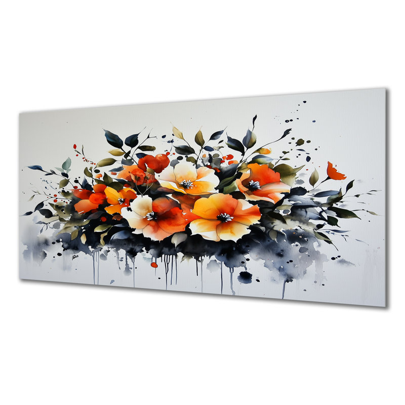 «Transitional Autumn Hibiscus Gardens I», art mural floral en métal, impression sur métal Hibiscus