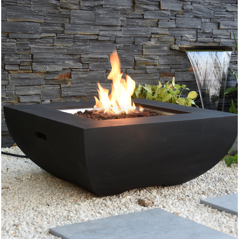 Aurora 34" Liquid Concrete Fire Table, Natural Gas, Black