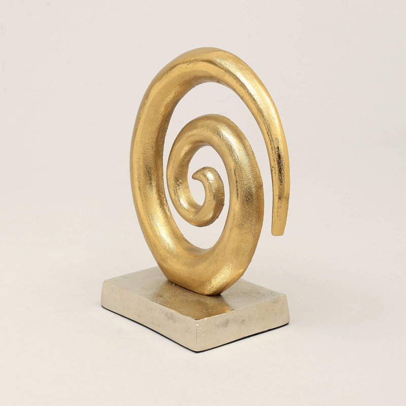 Sculpture | Spiral Design Aluminium Tabletop Décor with Base |  Gold Color