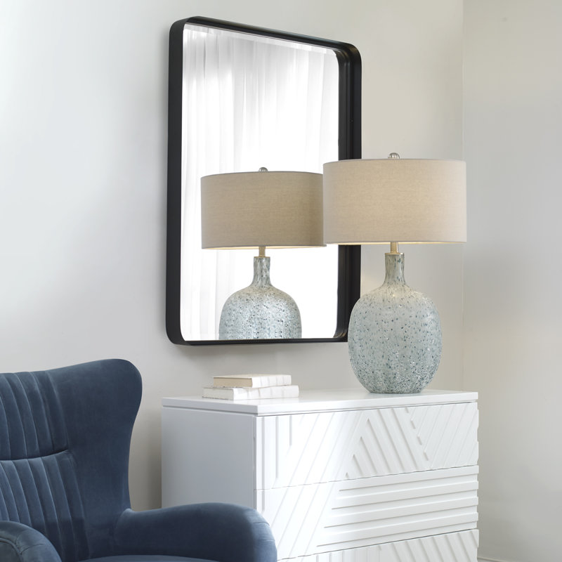 Rylie Metal Rectangle Wall Mirror, Black, 40" x 30"