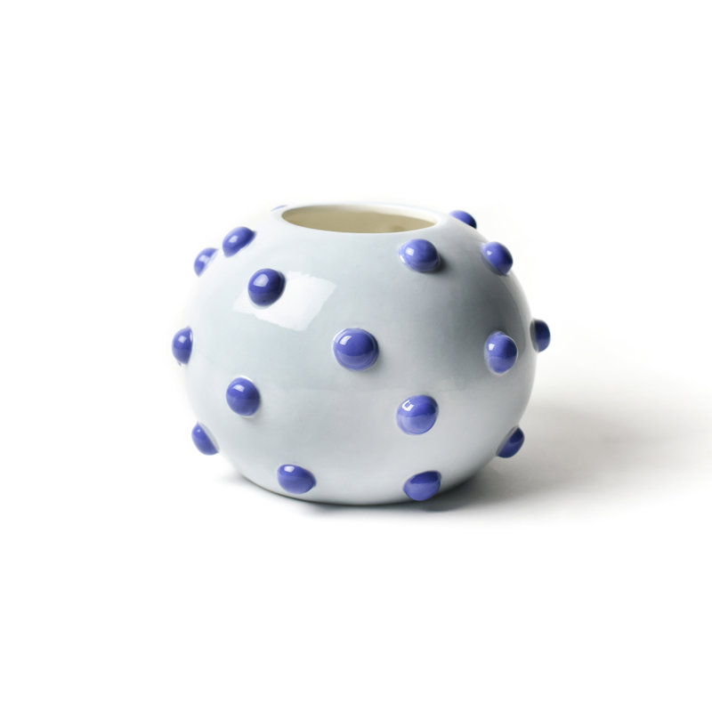 Iris Blue Large Round Vase With Decorative Knobs