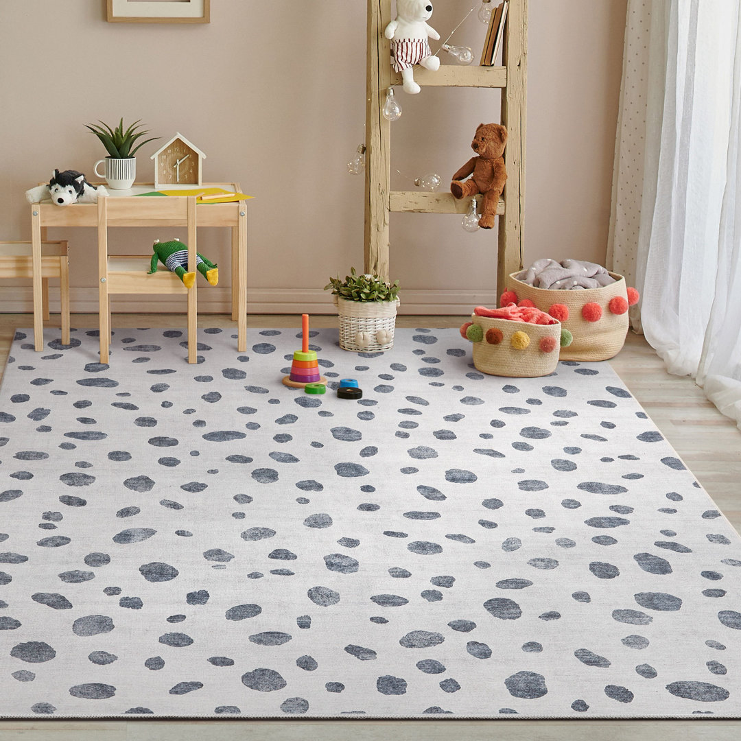 Apollo Well Woven Kids Rugs Animal Dots Modern Ivory Black Area Rug Well Woven Rug 