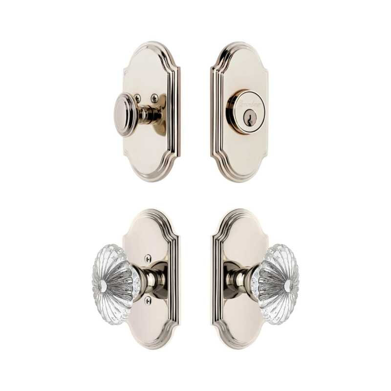 Ensemble de portes d'entrée Grandeur Arc, 2.75", Polished Nickel