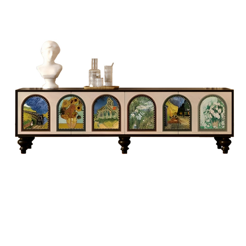 Meuble télé en pin style français, H 21,65 po x L 86,61 po x l 15,75 po