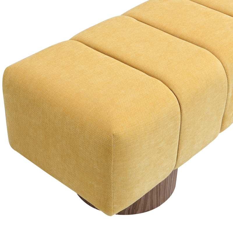 Banc en chenille jaune sans assemblage, mousse à haute densité de 11 po, longueur de 50 po, hauteur de 17 po, poids de 300 lb, convient au banc polyvalent de la chambre à coucher, capacité de poids, plancher, longueur utile et entrée