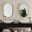 White Oval Recessed Bathroom Wall Mounted Shelf Cabinet - 20X34 Inch, Metal Framed, Adjustable Framed Inch With Mirror And Shelves-1399102328