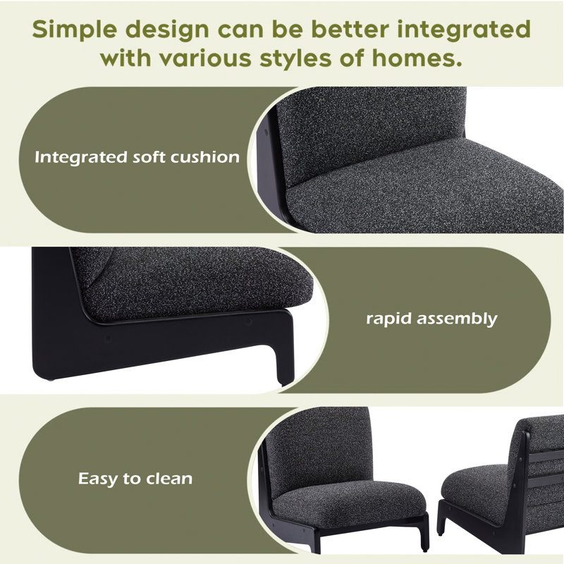 Chaise d'appoint avec structure en bois massif, Noir, Noir