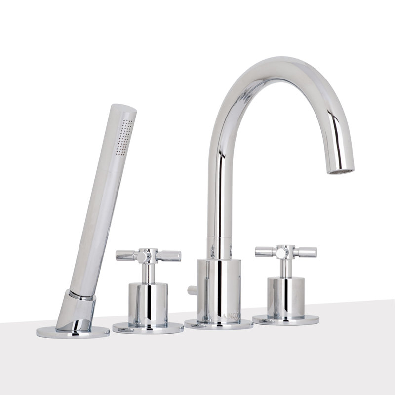 Garniture de robinet de baignoire romaine monocommande à fixation sur le comptoir avec inverseur et douchette