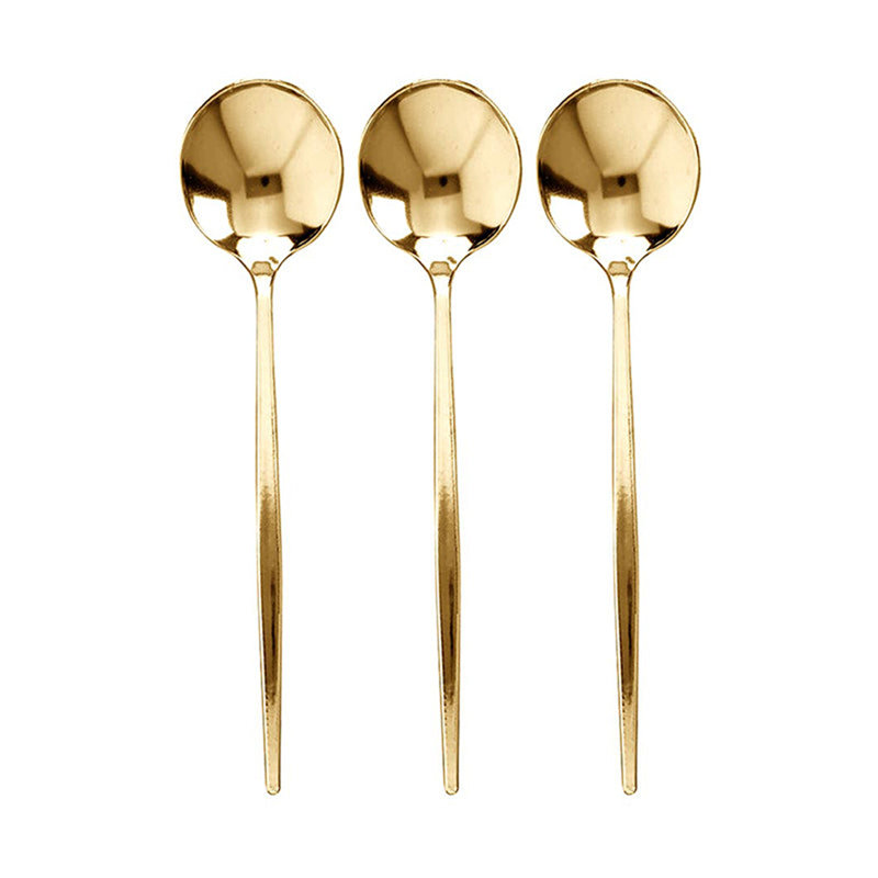 Cuillères à dîner jetables en plastique Shiny Gold Moderno